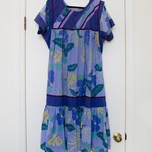 Vintage 70’s Good Times Hawaii Muumuu Dress – Purple & Green Floral – Tag XL (Fi